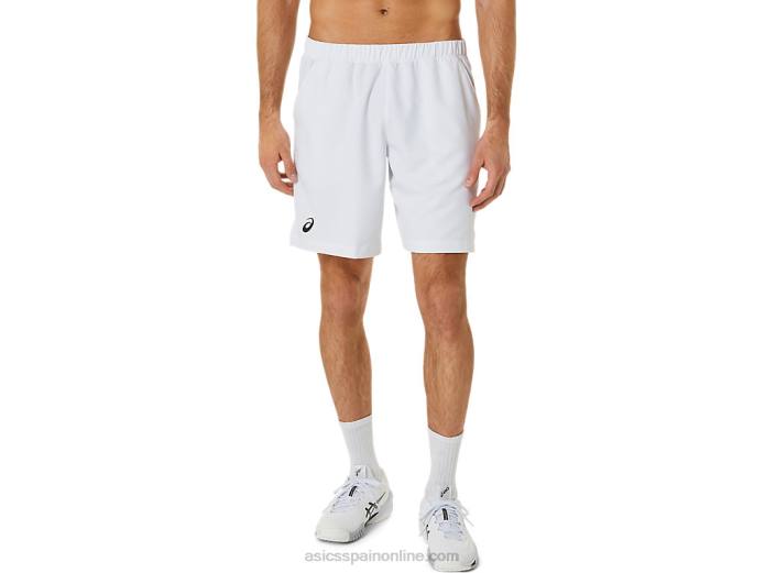 cancha de hombres 9in short Asics 4L68371 blanco brillante