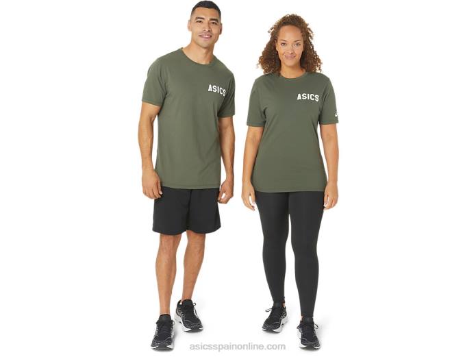 camiseta rayas amanecer Asics 4L68787 lienzo de oliva