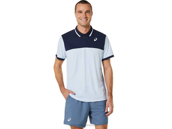 polo de cancha para hombre Asics 4L68472 cielo suave/medianoche