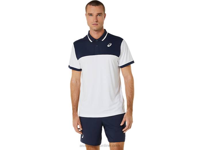 polo de cancha para hombre Asics 4L68548 blanco brillante/medianoche