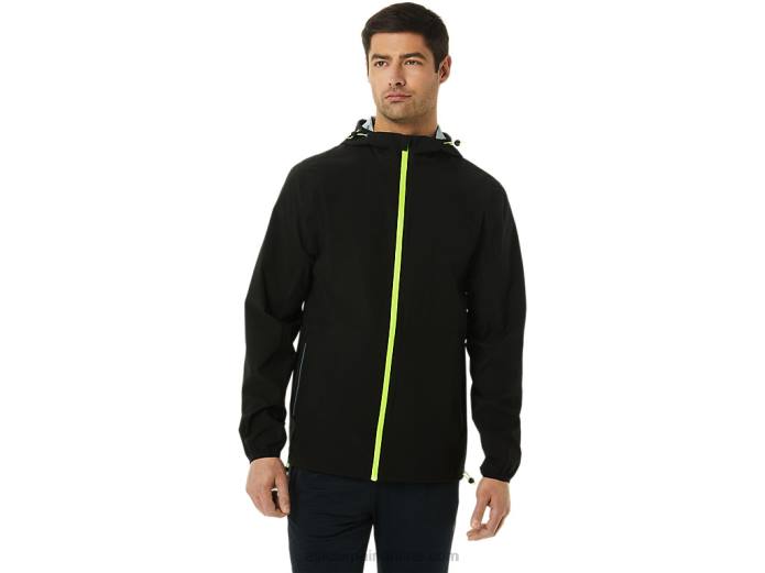 chaqueta impermeable hombre Asics 4L681403 rendimiento negro/peligro verde