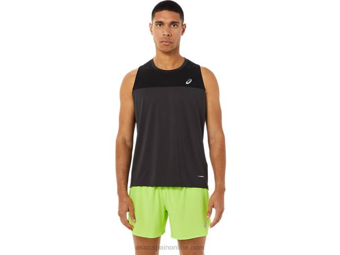 camiseta de carrera masculina Asics 4L681393 rendimiento negro/gris grafito