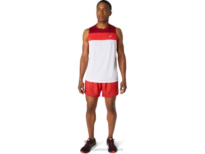 camiseta de carrera masculina Asics 4L681737 blanco brillante/burdeos