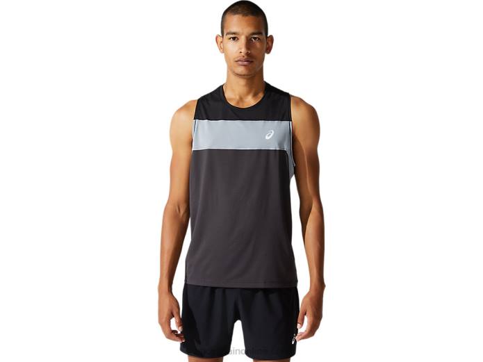 camiseta de carrera masculina Asics 4L681982 gris grafito/negro rendimiento