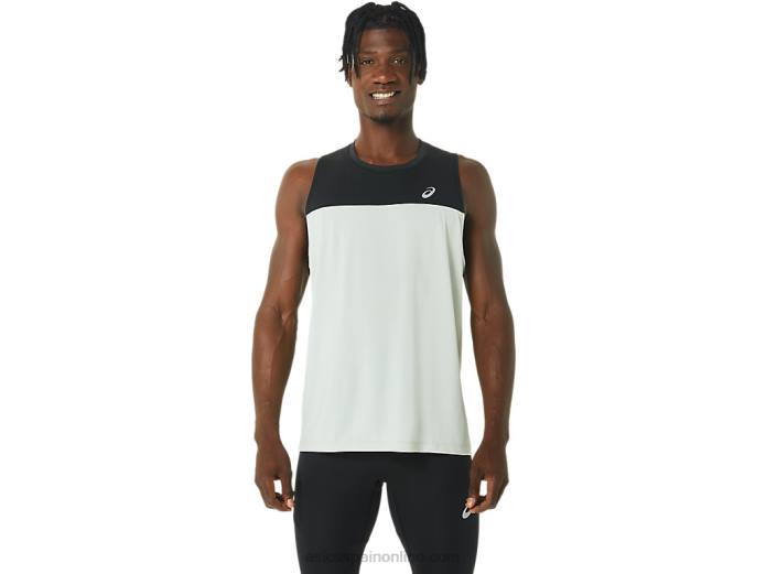 camiseta de carrera masculina Asics 4L68375 rendimiento negro/salvia claro