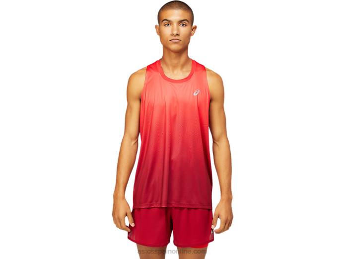 camiseta kasane para hombre Asics 4L681798 rojo eléctrico/burdeos