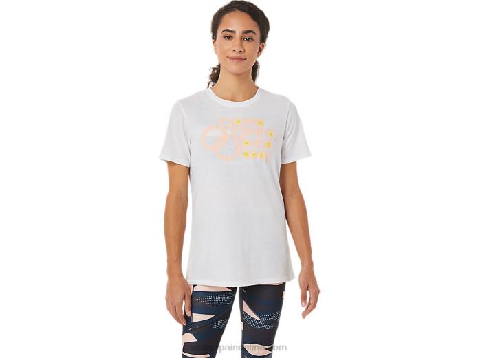 camiseta con gráfico de mujer Asics 4L683574 blanco brillante