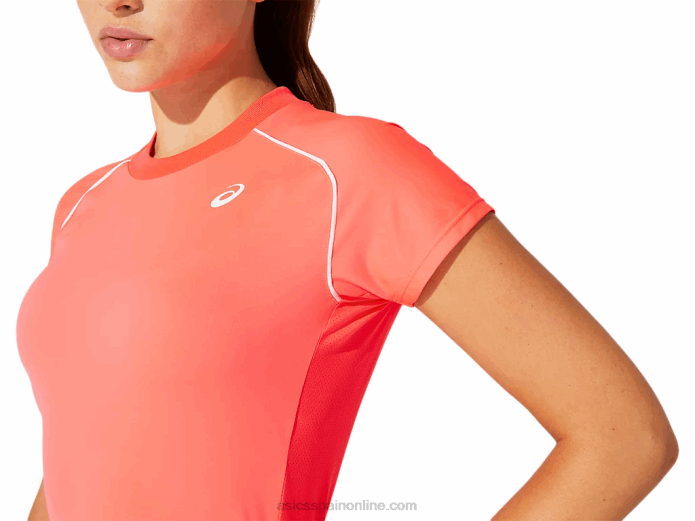 camiseta con ribetes para mujer Asics 4L683820 diva rosa