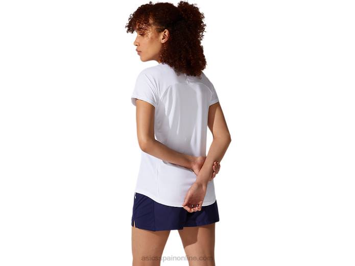 camiseta con ribetes para mujer Asics 4L683880 blanco brillante