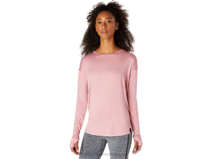 camiseta de manga larga para mujer Asics 4L683671 rosa ahumado