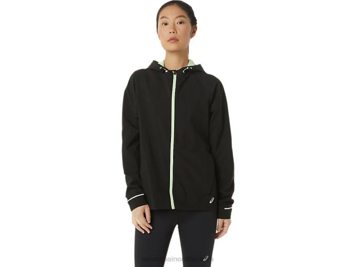 chaqueta impermeable mujer Asics 4L682168 rendimiento negro/verde susurro