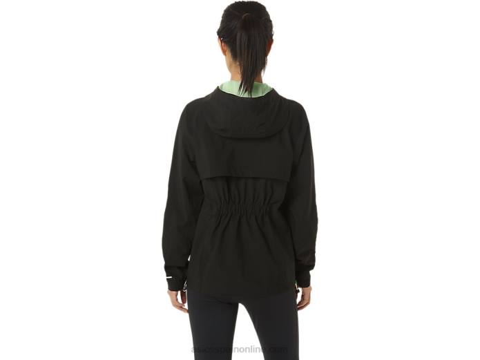 chaqueta impermeable mujer Asics 4L682168 rendimiento negro/verde susurro