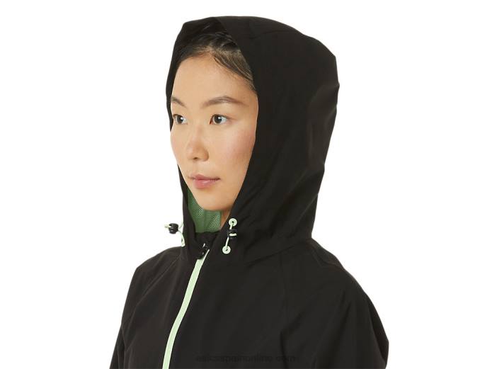 chaqueta impermeable mujer Asics 4L682168 rendimiento negro/verde susurro