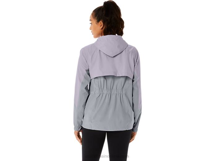 chaqueta impermeable mujer Asics 4L682328 gris piedmont/violeta anochecer