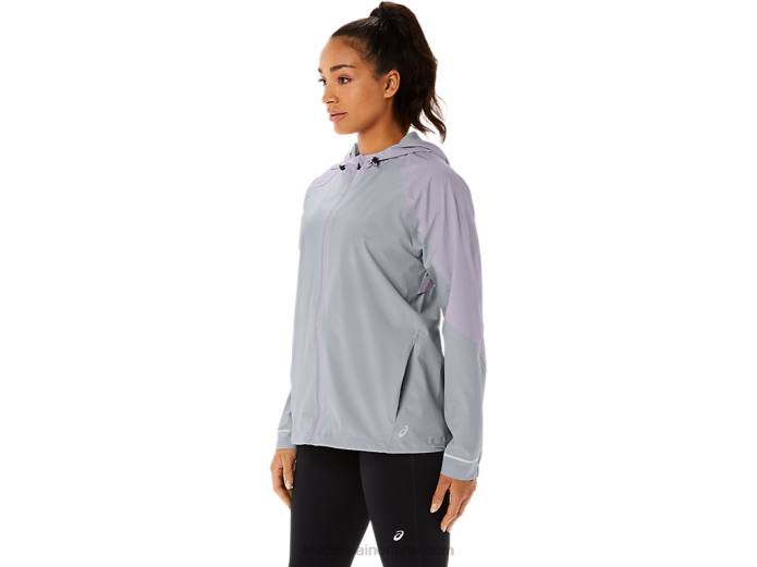 chaqueta impermeable mujer Asics 4L682328 gris piedmont/violeta anochecer