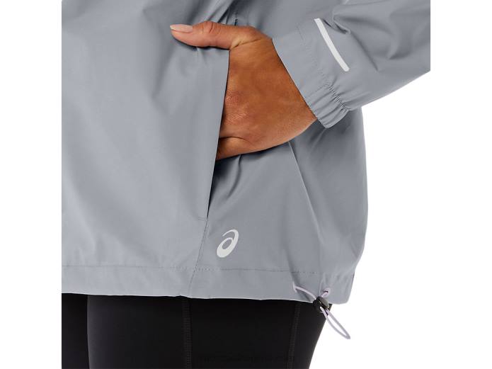 chaqueta impermeable mujer Asics 4L682328 gris piedmont/violeta anochecer