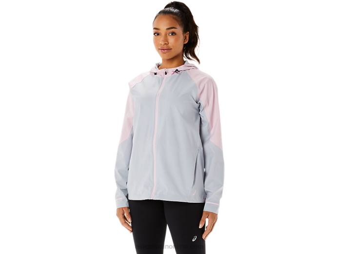 chaqueta impermeable mujer Asics 4L683333 gris piedmont/rosa claro