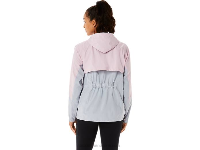 chaqueta impermeable mujer Asics 4L683333 gris piedmont/rosa claro