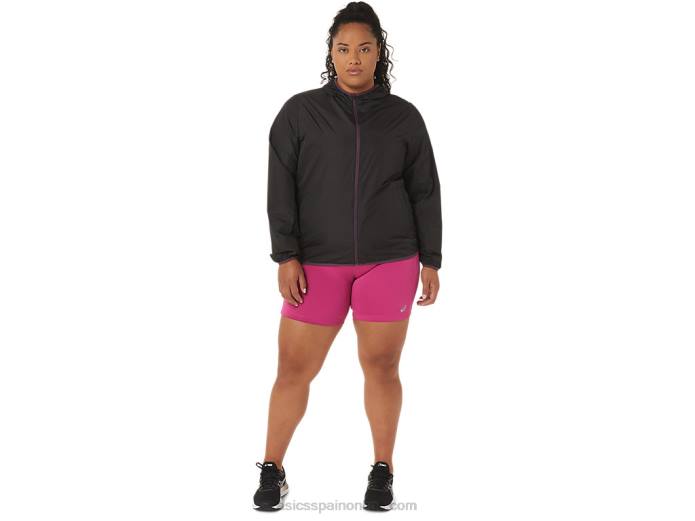 chaqueta plegable de mujer Asics 4L683358 rendimiento negro/ciruela profunda