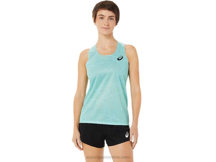 camiseta de malla ligera para mujer Asics 4L683262 azul claro