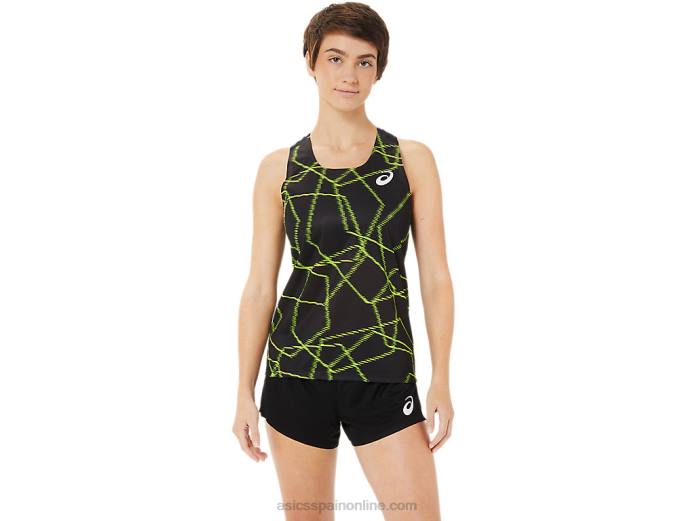 camiseta de malla ligera para mujer Asics 4L683405 rendimiento negro