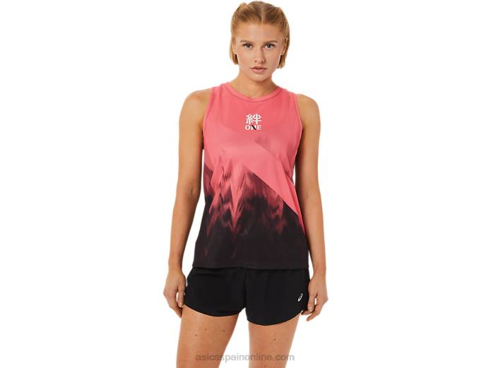 camiseta de mujer Asics 4L683650 coral ardiente