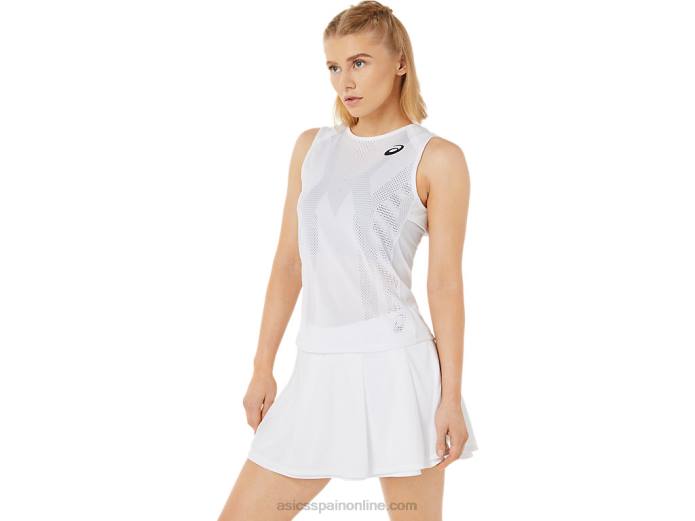 camiseta sin mangas de mujer Asics 4L683478 blanco brillante