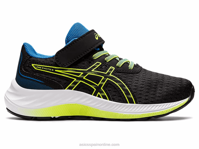 preexcite 9 preescolar Asics 4L684460 negro/verde peligro