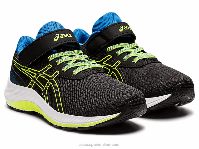 preexcite 9 preescolar Asics 4L684460 negro/verde peligro